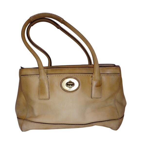 Vintage Coach Mustard Yellow Leather Handbag - Picture 1 of 10
